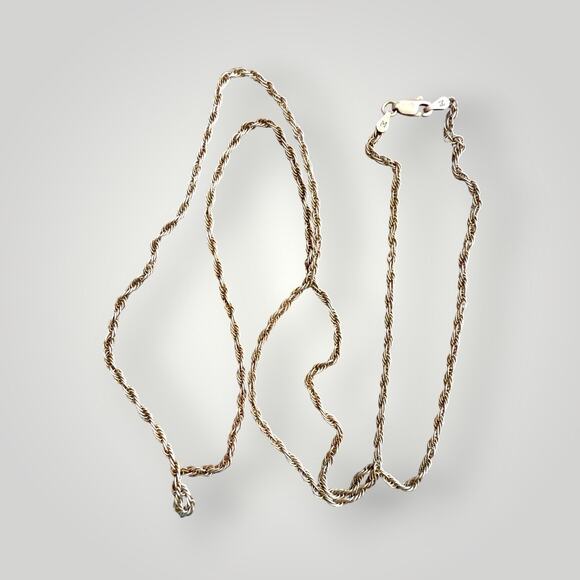 Sterling Silver 925 Italy Rope Chain Necklace Lobster Clasp 30 inch - Picture 1 of 5